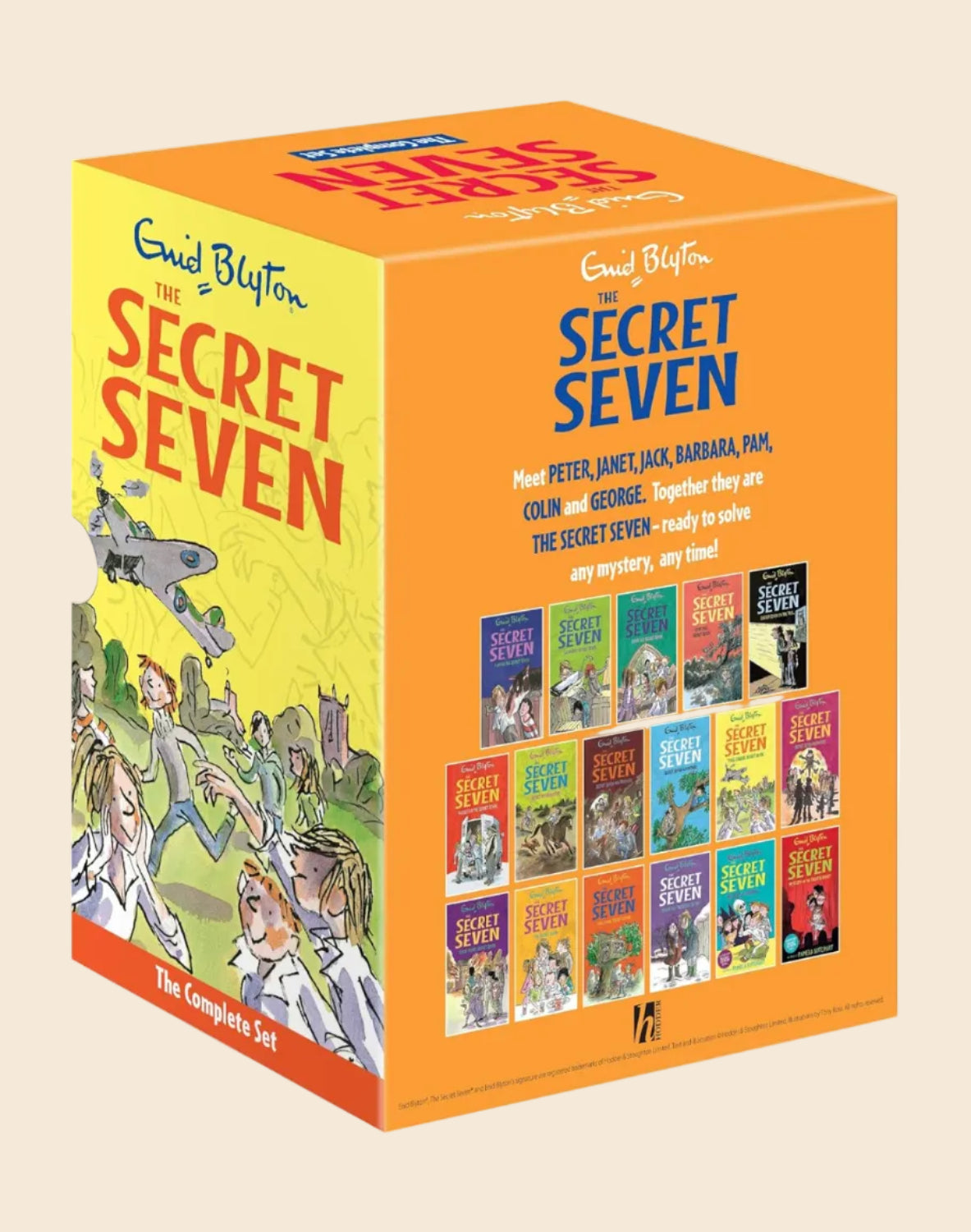 Orange Secret Seven 16-book paperback box set with illustrated slipcase and book covers.