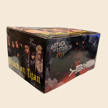 Attack on Titan 21-book paperback manga box set with dark, dramatic character art on a sturdy slipcase.