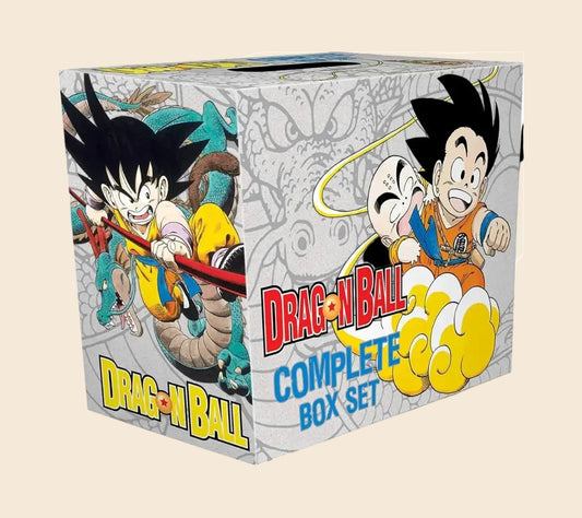 Dragon Ball Complete Box Set with colorful manga artwork of Goku and Krillin on a white box.