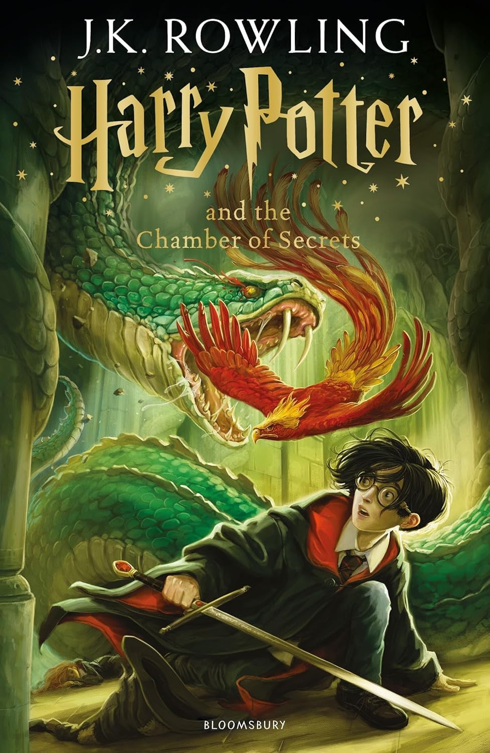 Harry Potter and the Chamber of Secrets by J. K. Rowling, paperback book cover.