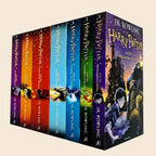 Harry Potter 7-book paperback box set with colorful spines and illustrated slipcase.
