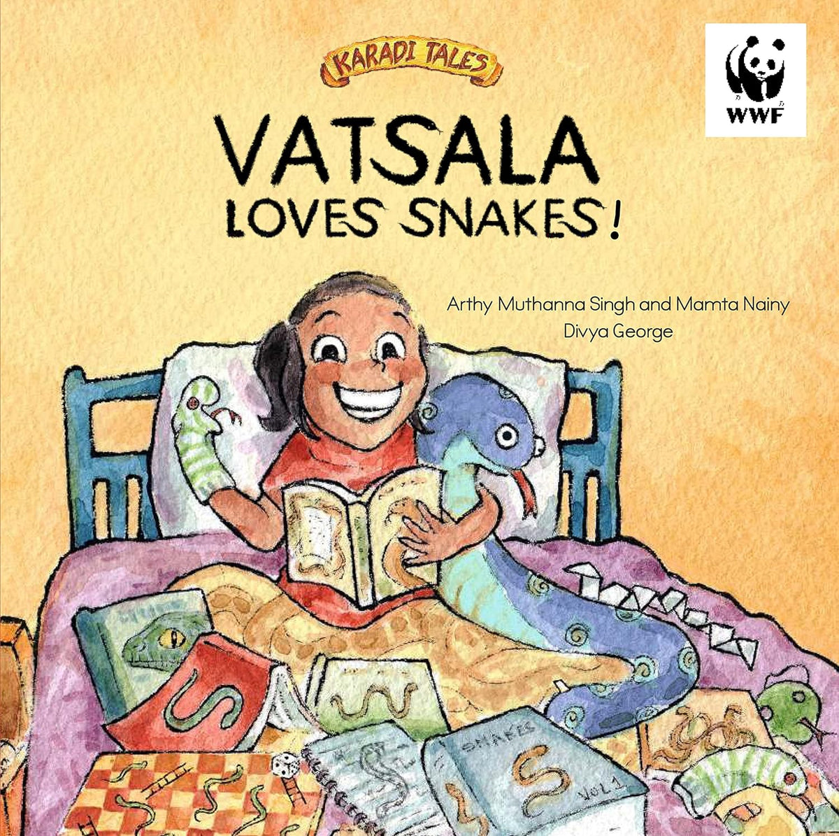 Vatsala Loves Snakes!, illustrated children’s picture book from Karadi Tales.